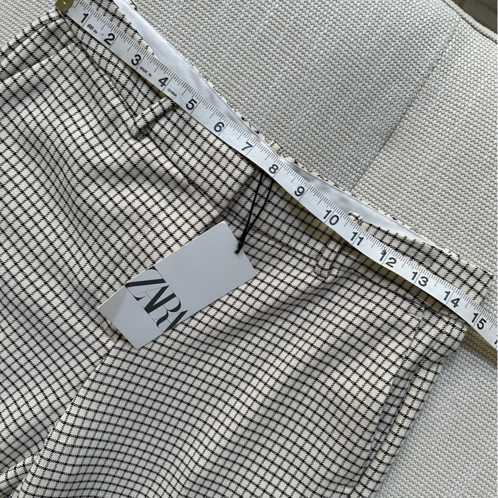 ZARA cropped checked stretch wide leg trousers NWT - Picture 7 of 8
